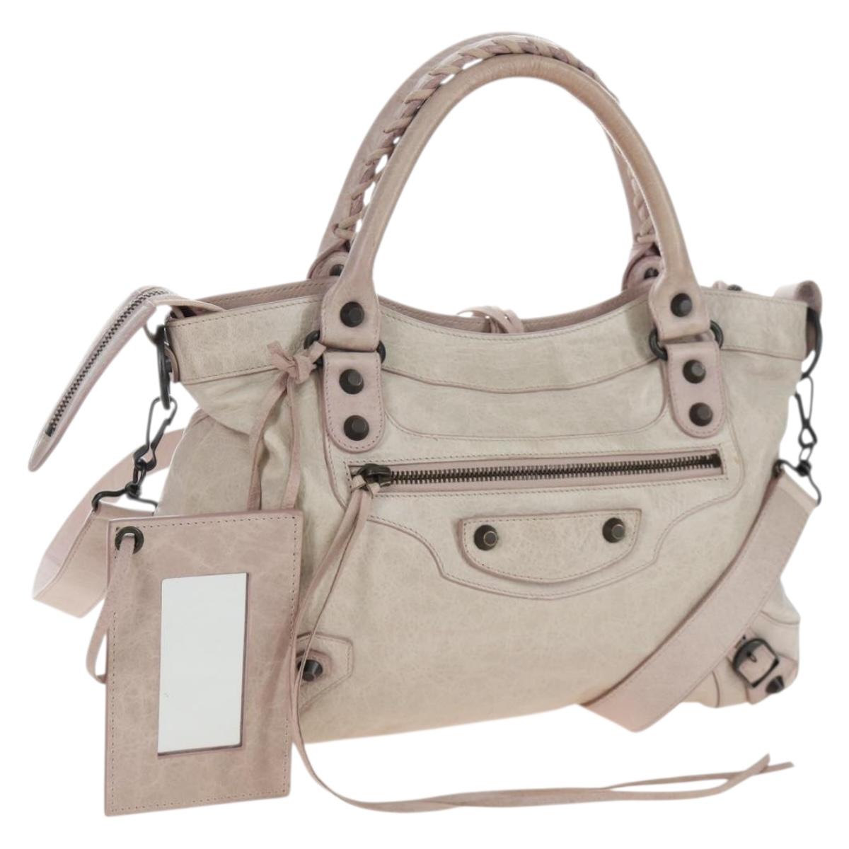 BALENCIAGA The Town Hand Bag Leather 2way Pink 240579 Auth 200558M