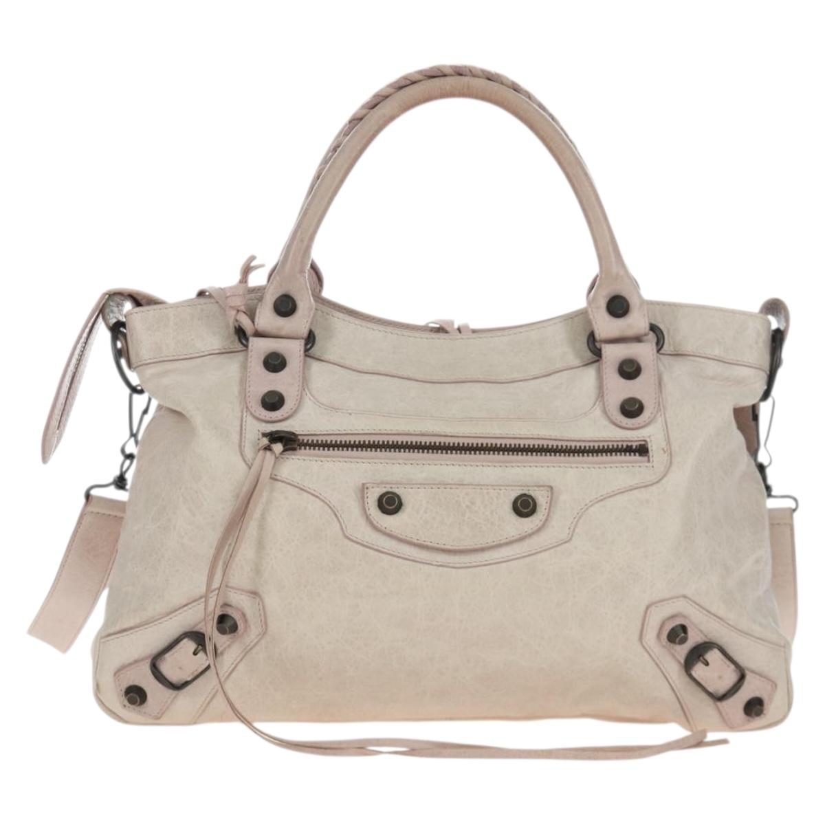 BALENCIAGA The Town Hand Bag Leather 2way Pink 240579 Auth 200558M