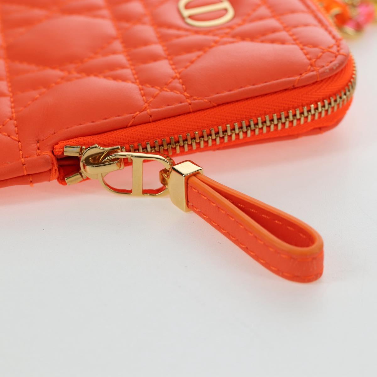 Christian Dior Canage Caro Trio Pouch Lamb Skin Multicolor Gold Auth 200565M