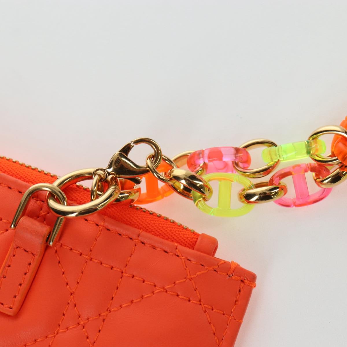 Christian Dior Canage Caro Trio Pouch Lamb Skin Multicolor Gold Auth 200565M