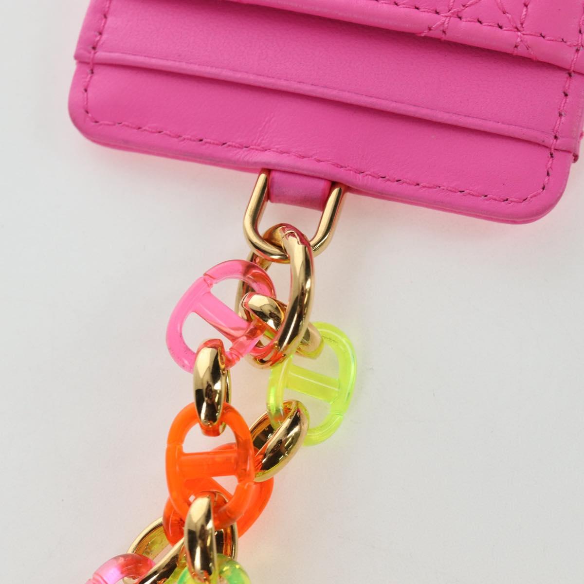 Christian Dior Canage Caro Trio Pouch Lamb Skin Multicolor Gold Auth 200565M