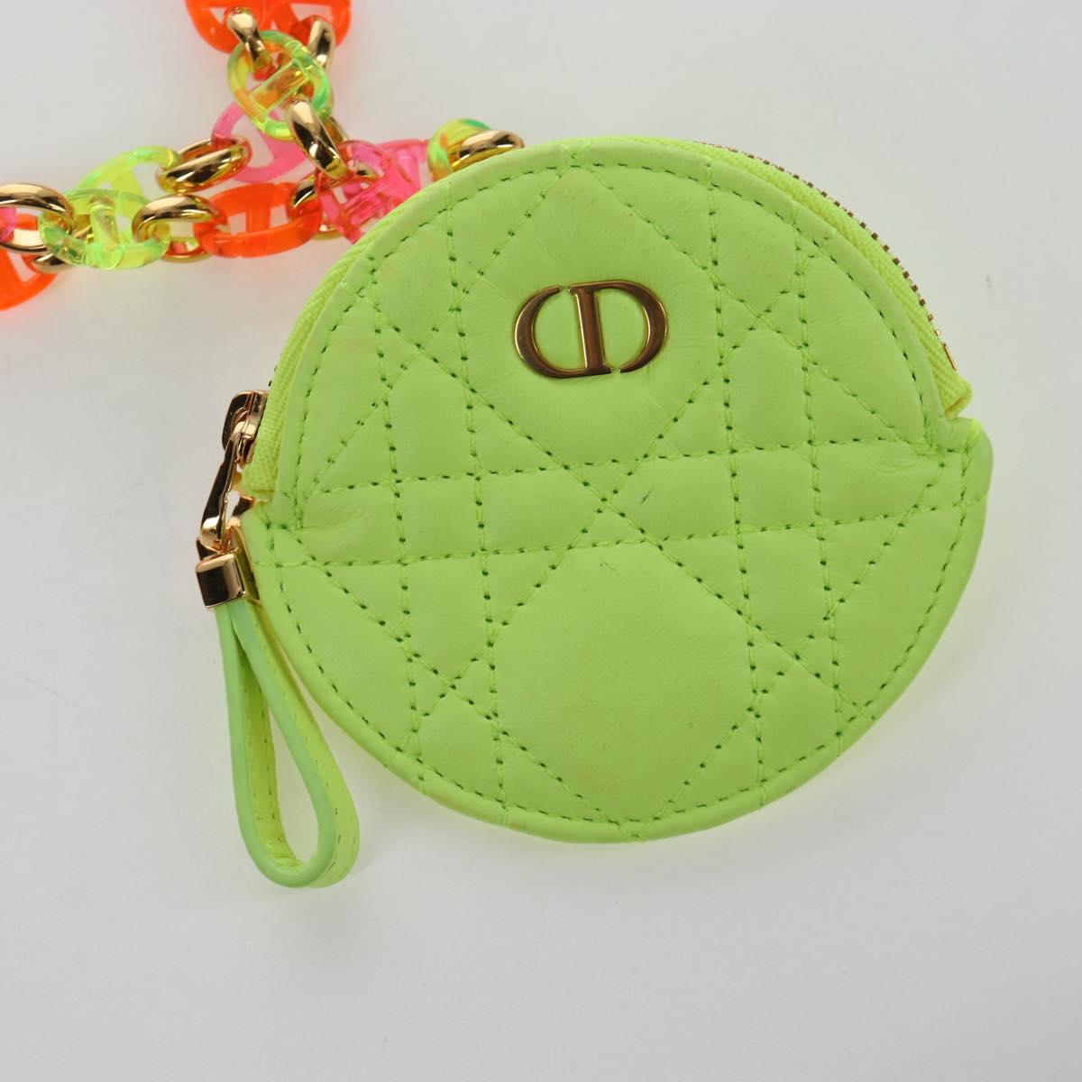 Christian Dior Canage Caro Trio Pouch Lamb Skin Multicolor Gold Auth 200565M