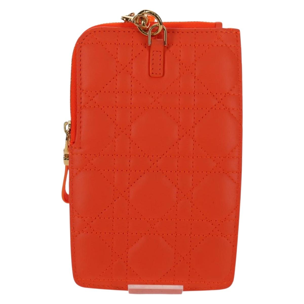 Christian Dior Canage Caro Trio Pouch Lamb Skin Multicolor Gold Auth 200565M