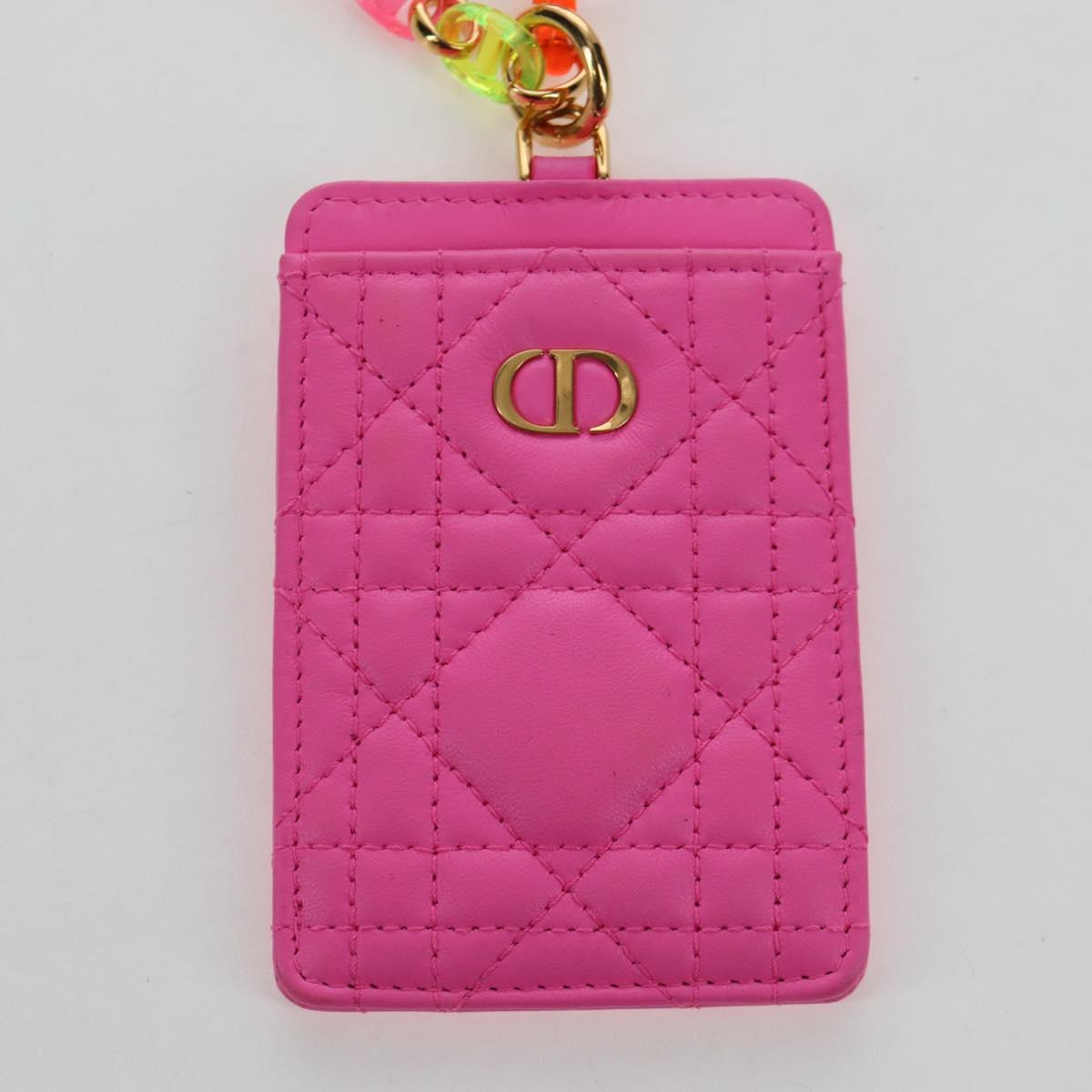 Christian Dior Canage Caro Trio Pouch Lamb Skin Multicolor Gold Auth 200565M