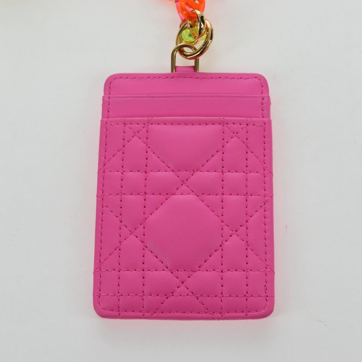 Christian Dior Canage Caro Trio Pouch Lamb Skin Multicolor Gold Auth 200565M