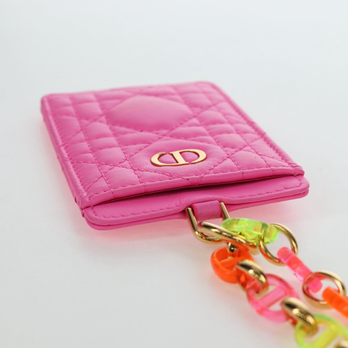 Christian Dior Canage Caro Trio Pouch Lamb Skin Multicolor Gold Auth 200565M