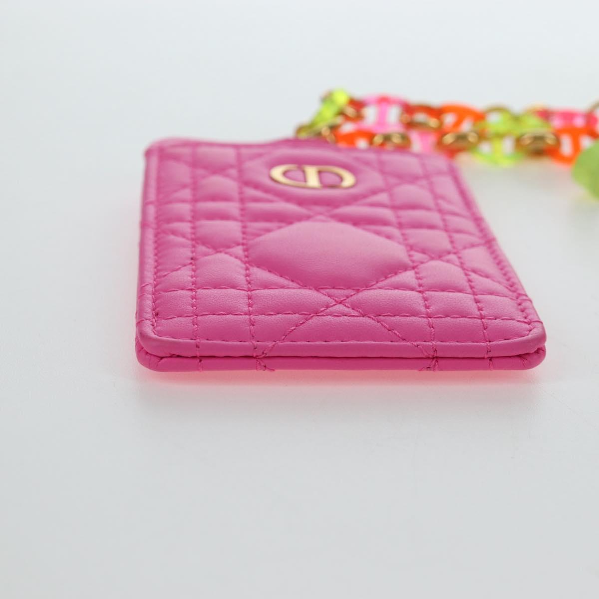 Christian Dior Canage Caro Trio Pouch Lamb Skin Multicolor Gold Auth 200565M