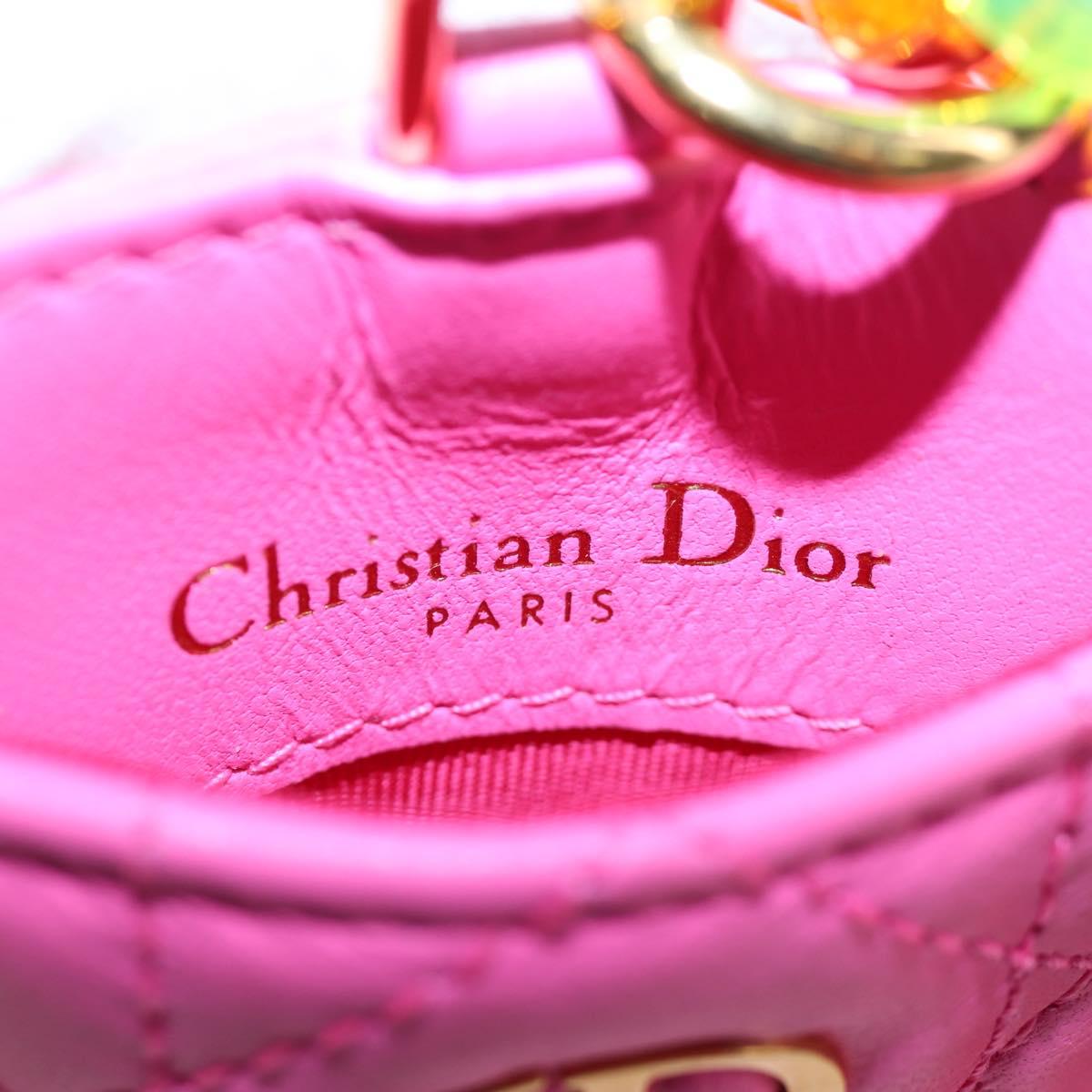 Christian Dior Canage Caro Trio Pouch Lamb Skin Multicolor Gold Auth 200565M
