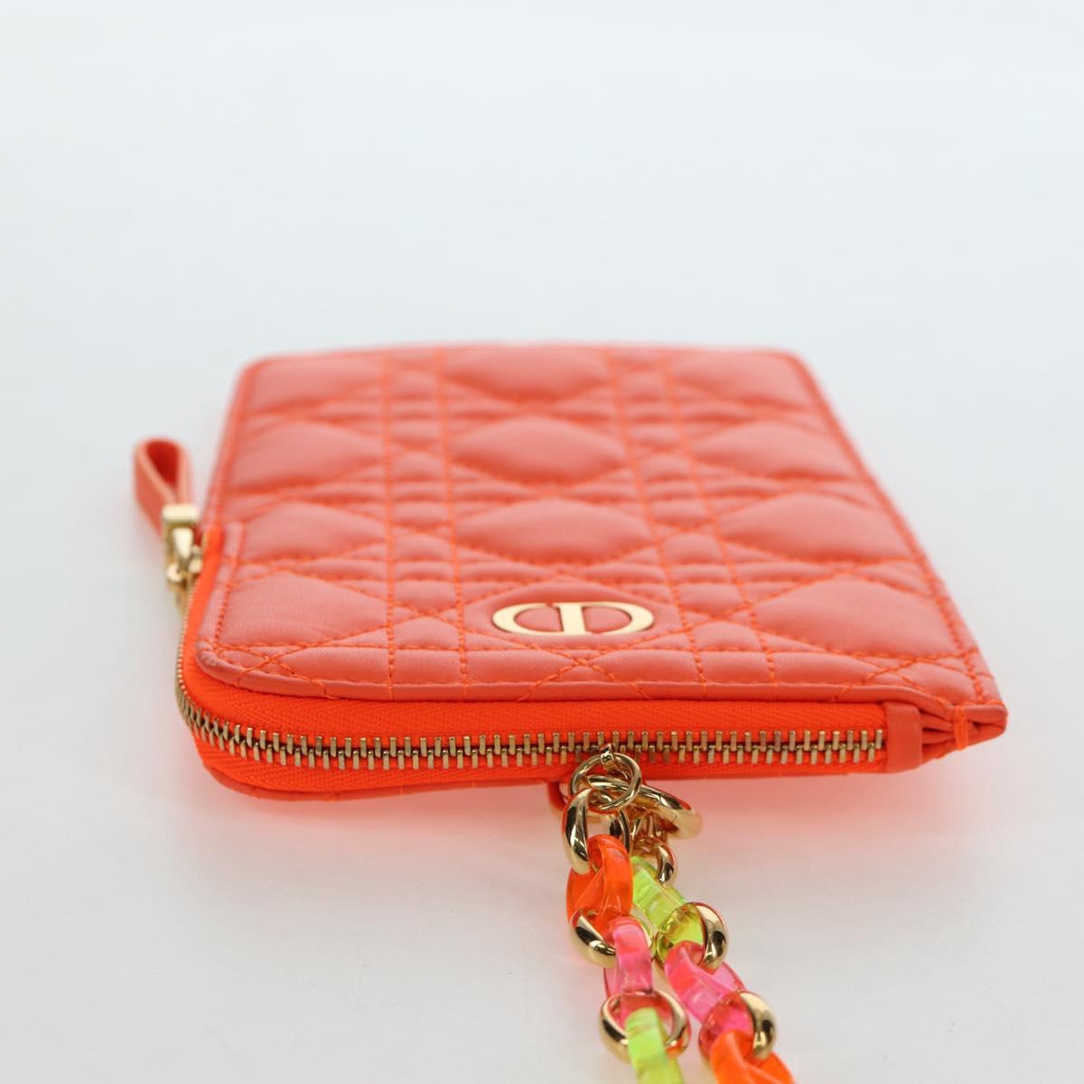 Christian Dior Canage Caro Trio Pouch Lamb Skin Multicolor Gold Auth 200565M