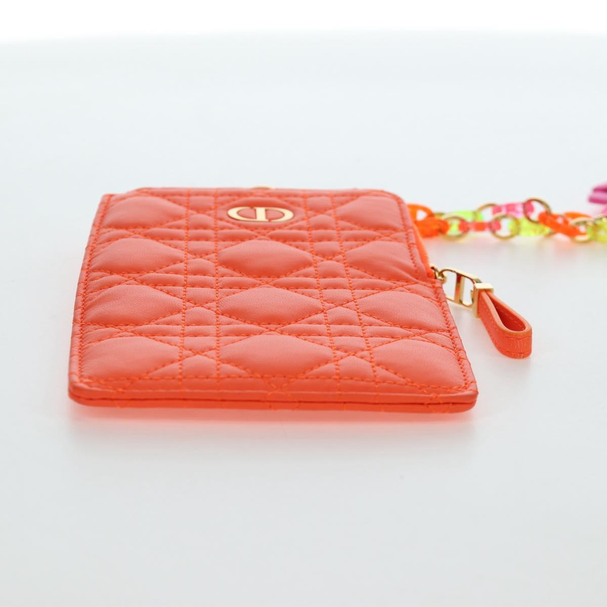 Christian Dior Canage Caro Trio Pouch Lamb Skin Multicolor Gold Auth 200565M