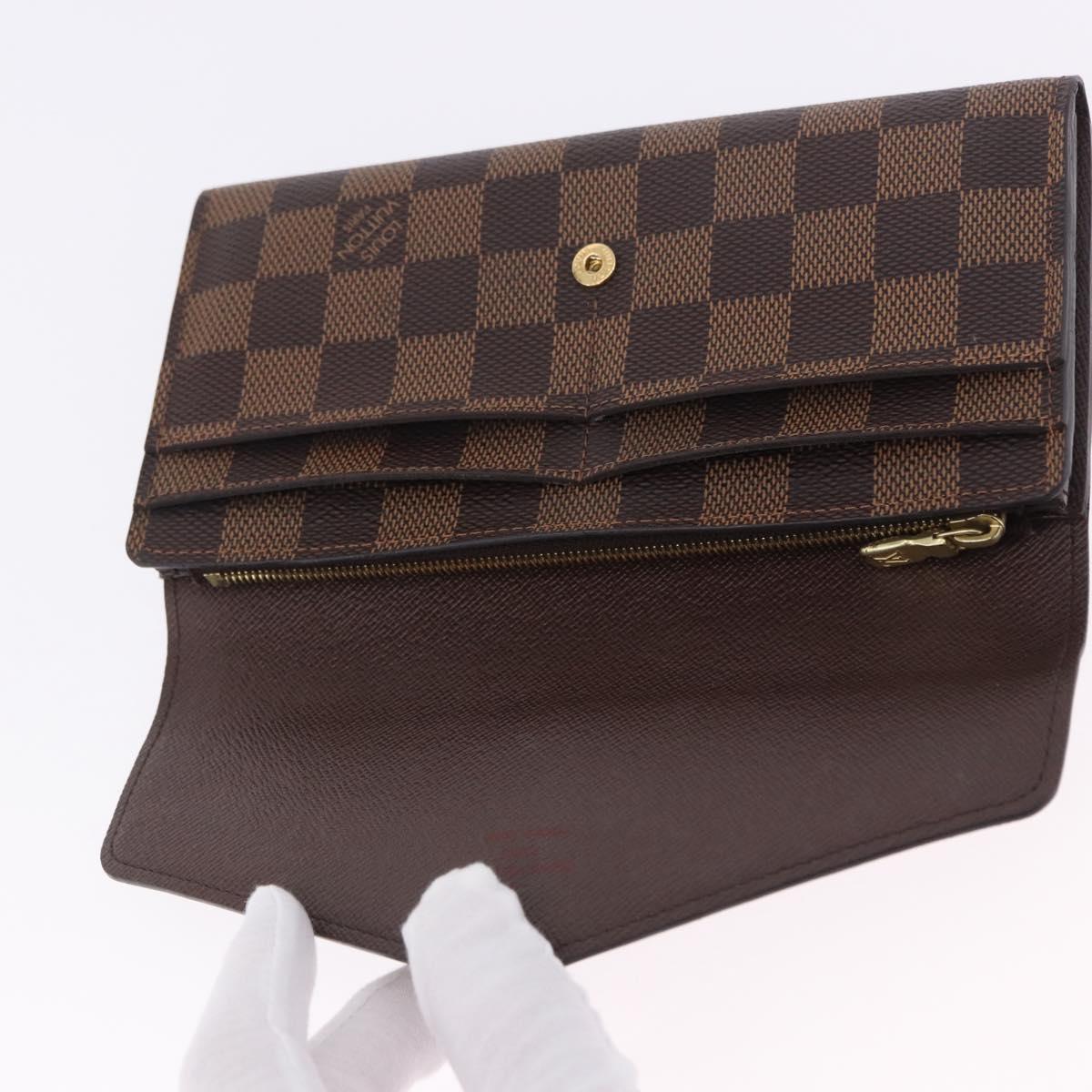 LOUIS VUITTON Damier Ebene Portefeuille Sarah Long Wallet N63209 LV Auth 200571M
