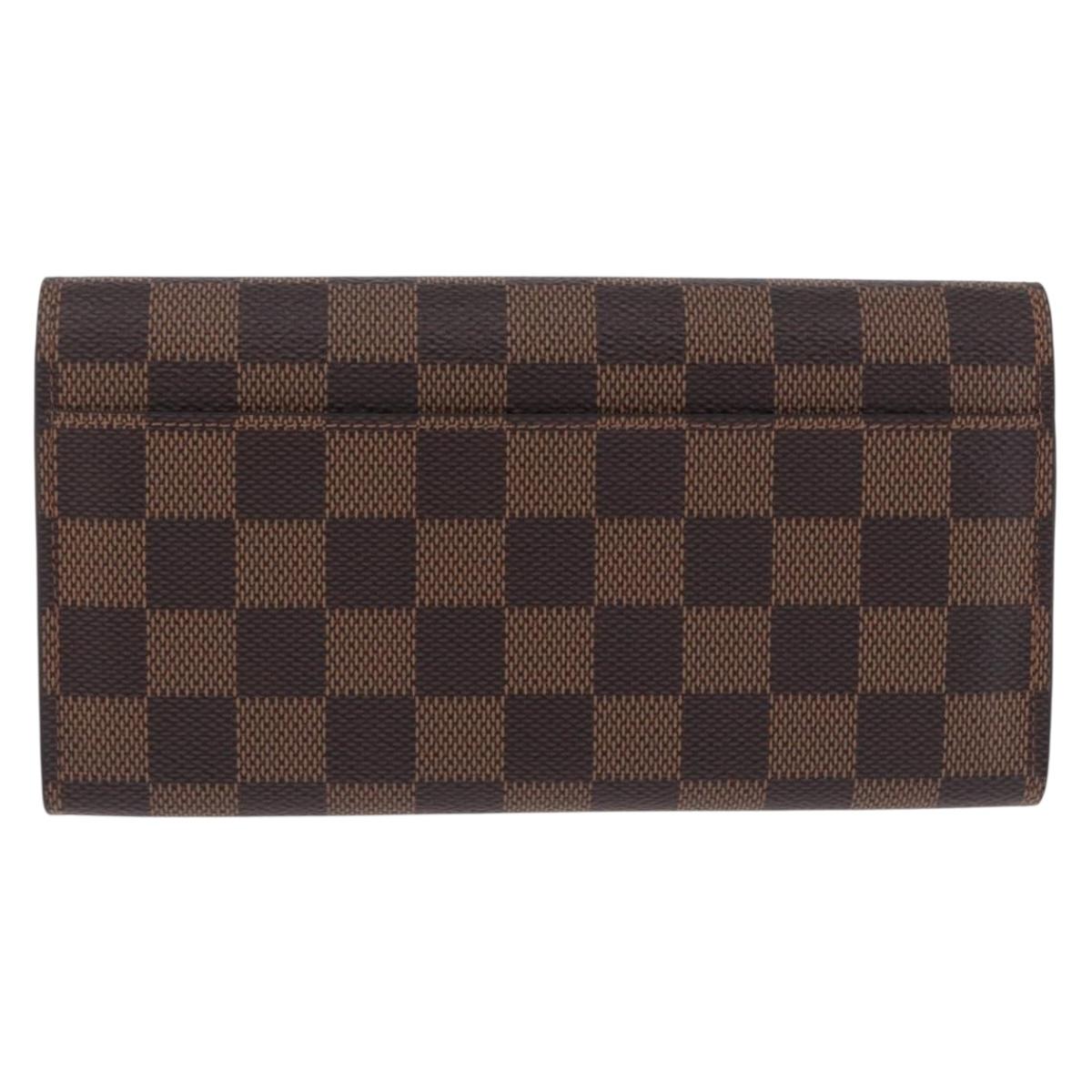 LOUIS VUITTON Damier Ebene Portefeuille Sarah Long Wallet N63209 LV Auth 200571M