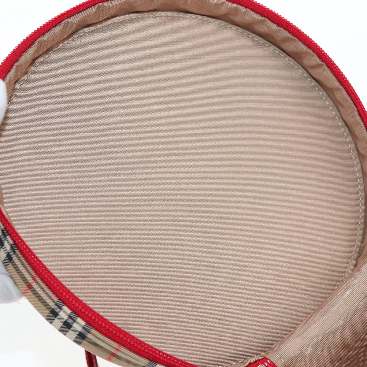 Burberrys Nova Check Vanity Hand Bag Canvas Beige Gold Auth 200575V