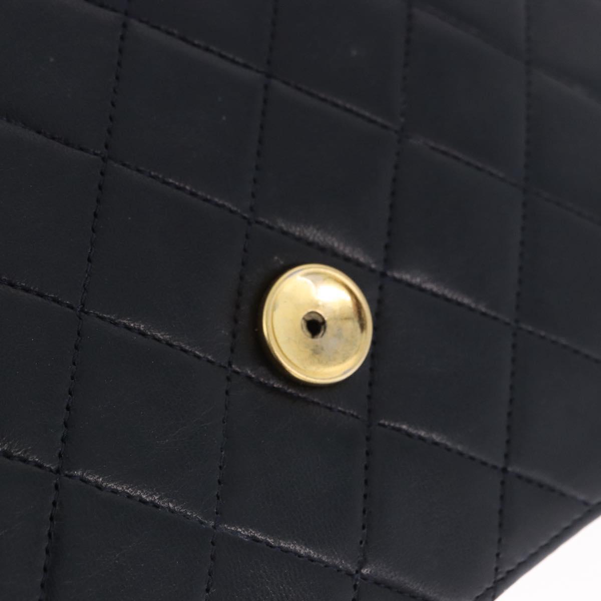 CHANEL Matelasse Chain Shoulder Bag Lamb Skin Navy Gold CC Auth 200577V