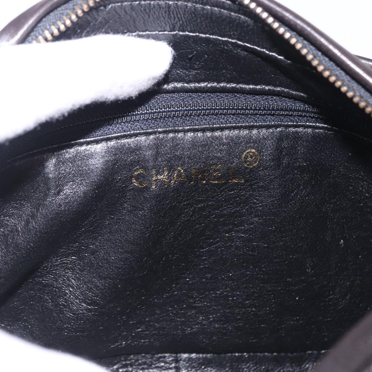 CHANEL Matelasse Chain Shoulder Bag Lamb Skin Black Gold CC Auth 200580V