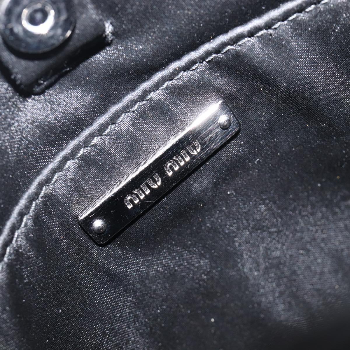 Miu Miu Sassy Chain Shoulder Bag Satin Black Silver Auth 200582M