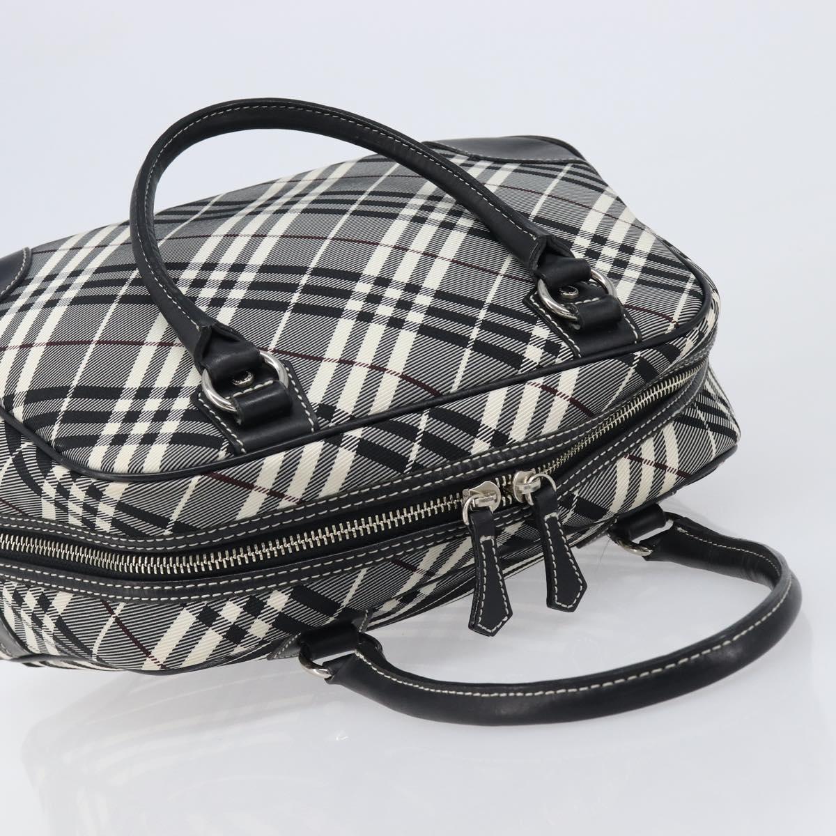 BURBERRY Nova Check Blue Label Hand Bag Canvas Black Silver Auth 200584A
