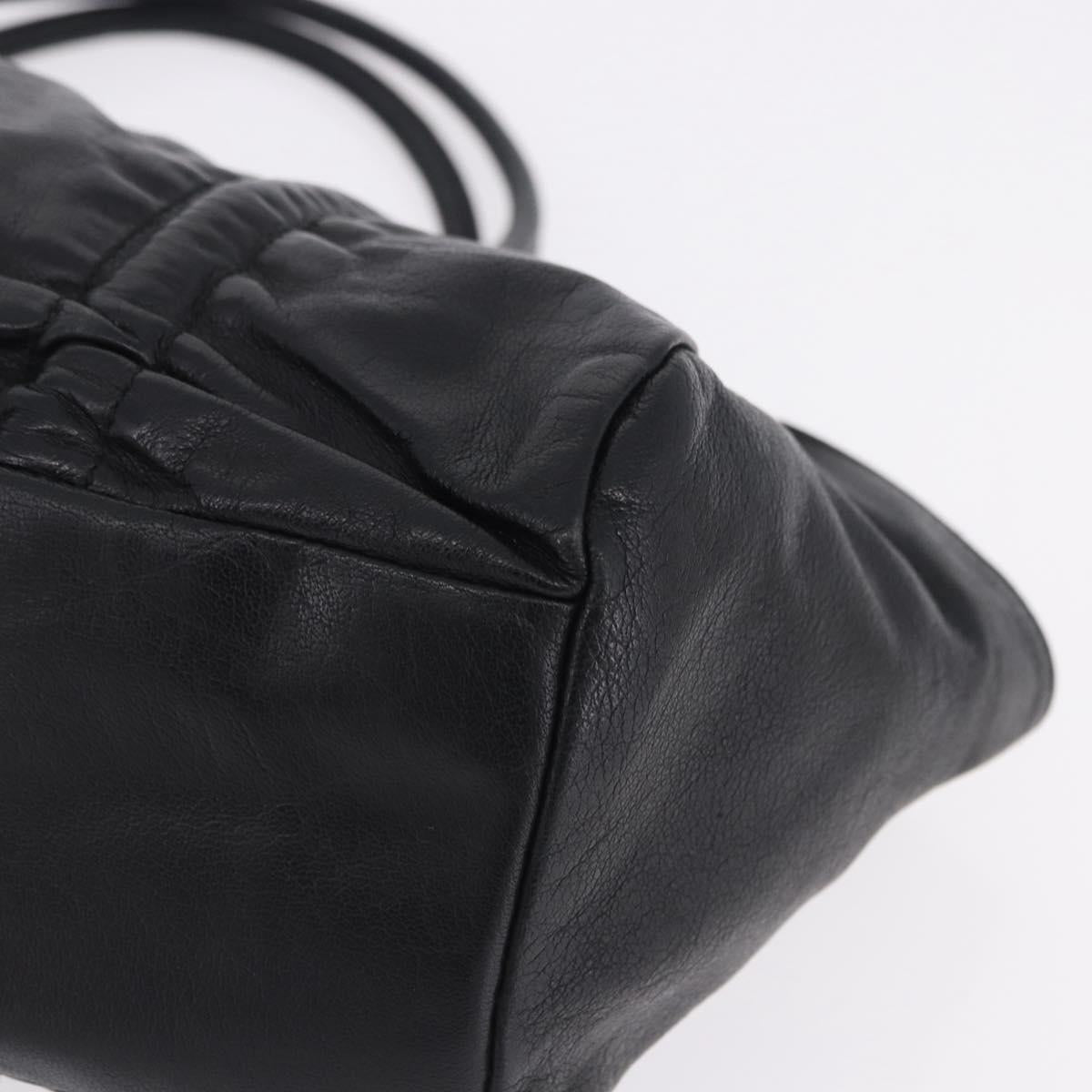 Miu Miu Hand Bag Leather Black Silver Auth 200585A