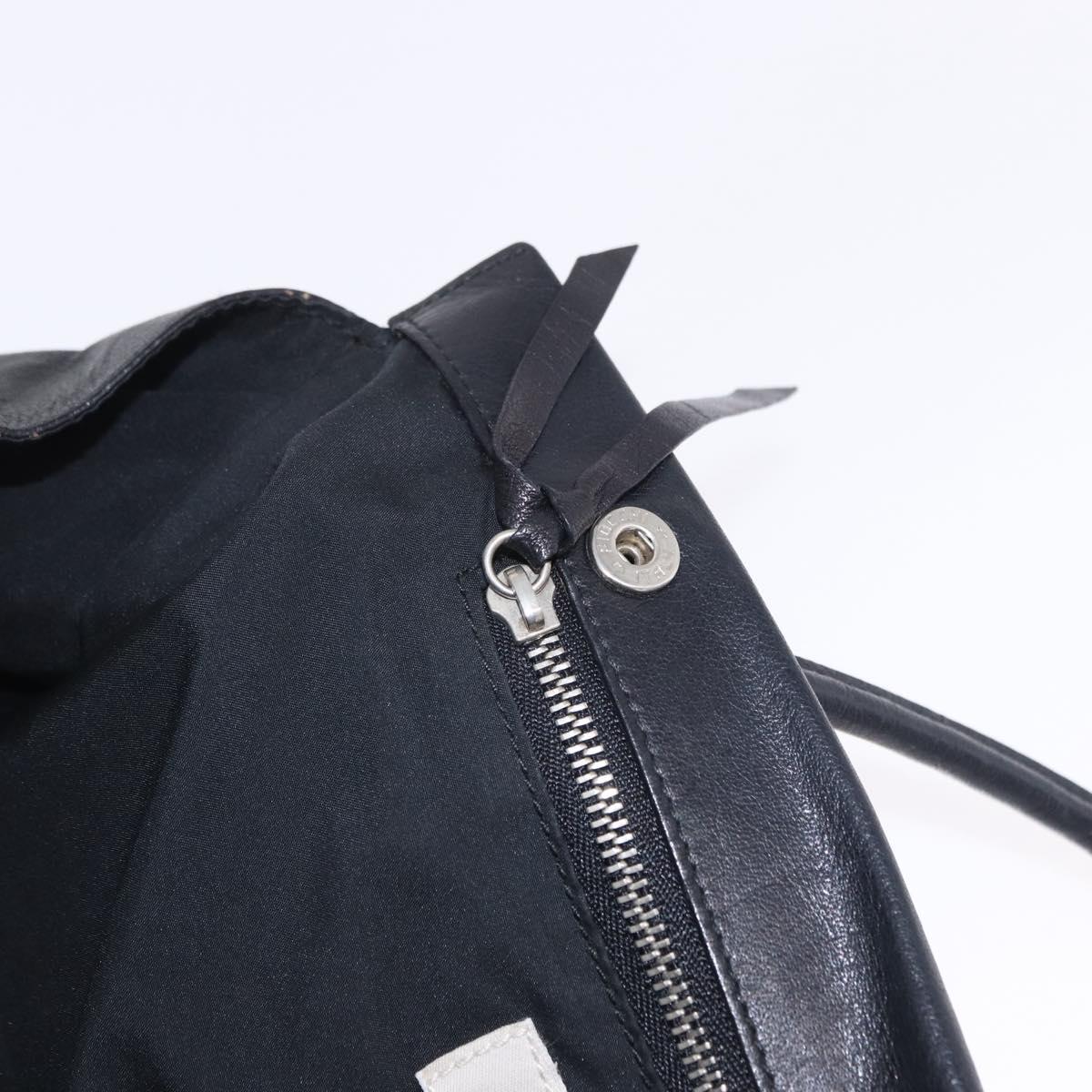 Miu Miu Hand Bag Leather Black Silver Auth 200585A
