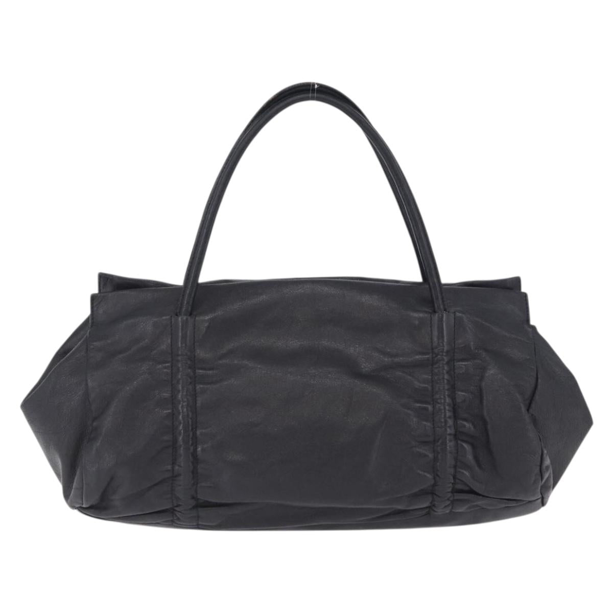 Miu Miu Hand Bag Leather Black Silver Auth 200585A