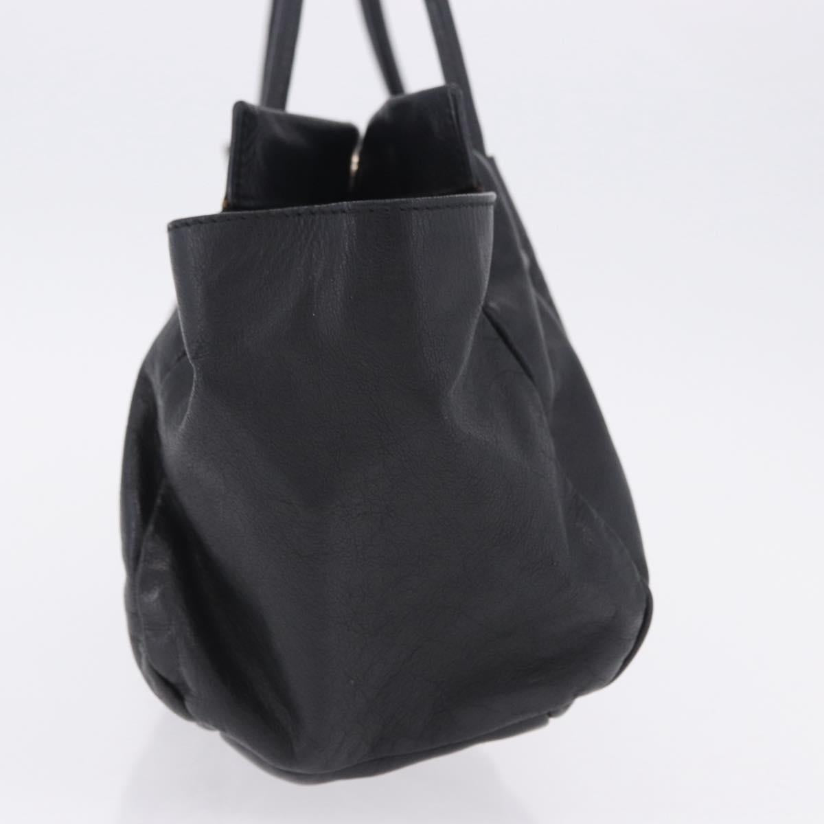 Miu Miu Hand Bag Leather Black Silver Auth 200585A