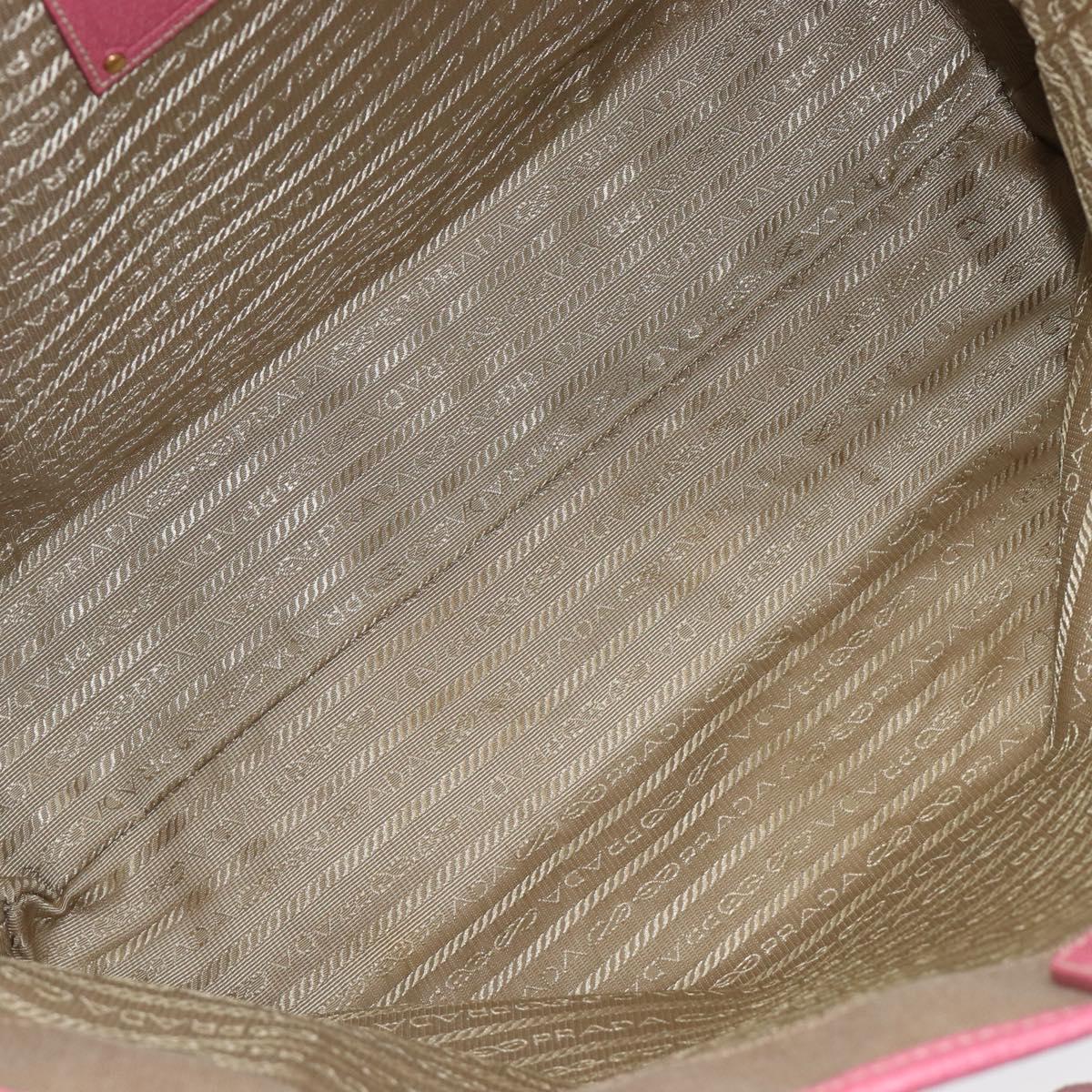 PRADA Tote Bag Canvas Jacquard Brown Gold Auth 200586V