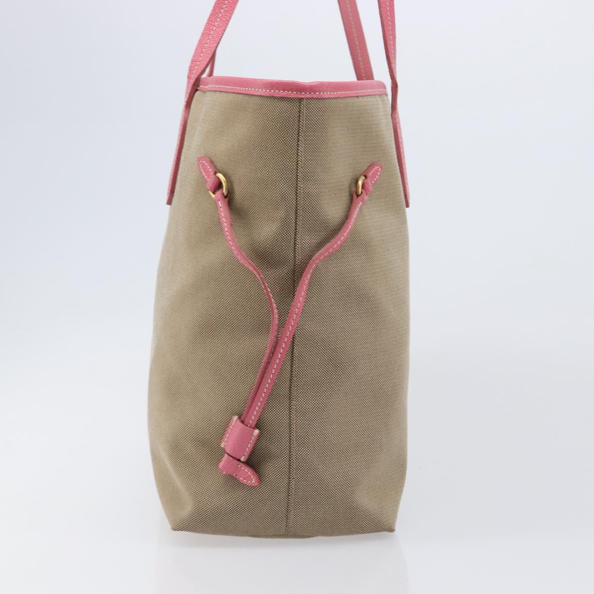 PRADA Tote Bag Canvas Jacquard Brown Gold Auth 200586V