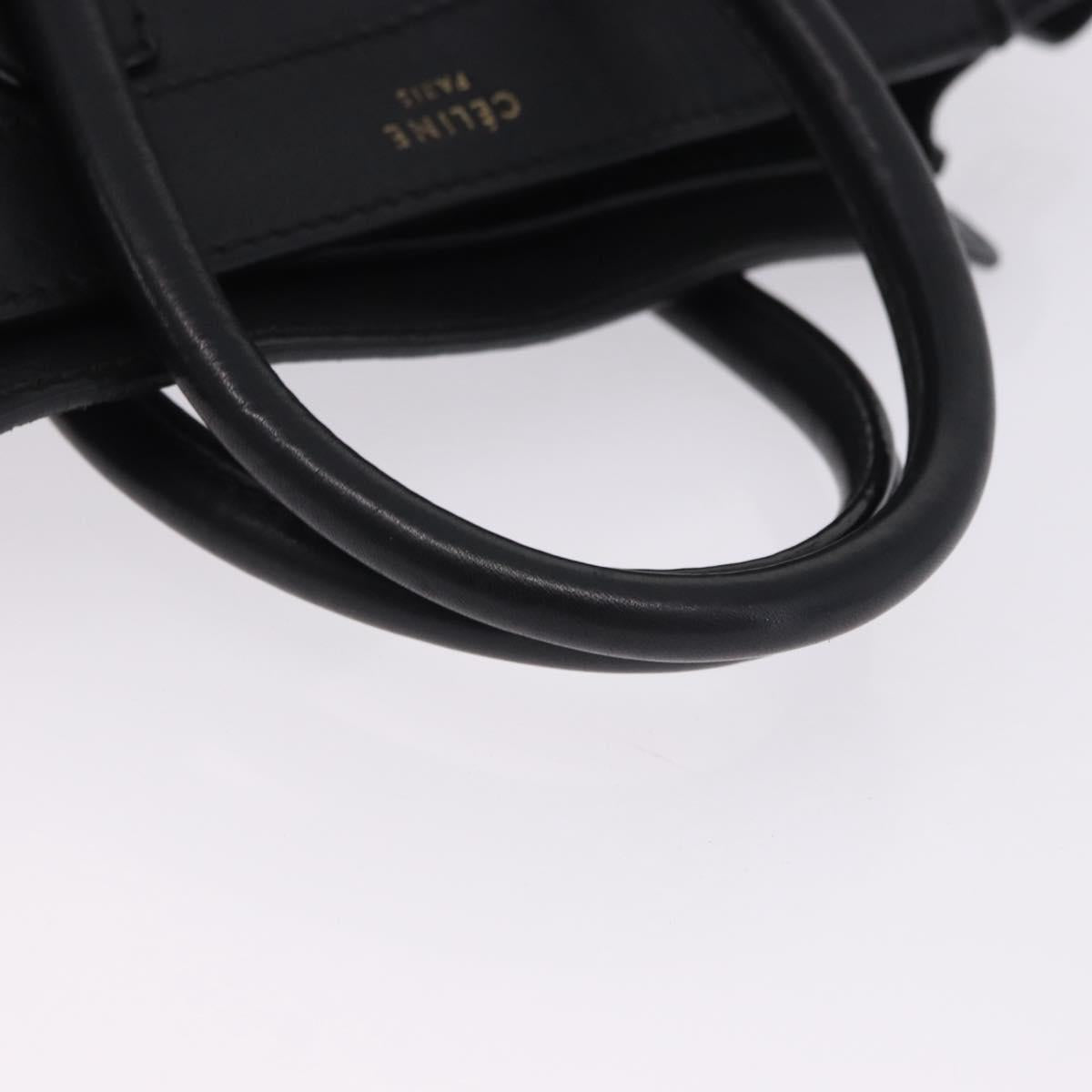 CELINE Luggage Nano Shopper Hand Bag Leather 2way Black Gold Auth 200587M