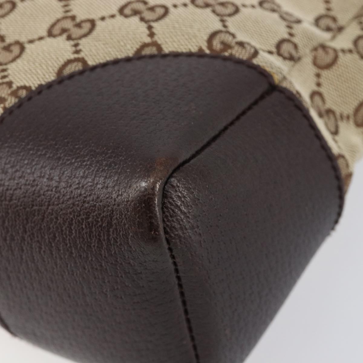 GUCCI GG Canvas Shoulder Bag Brown Silver 114273 Auth 200588