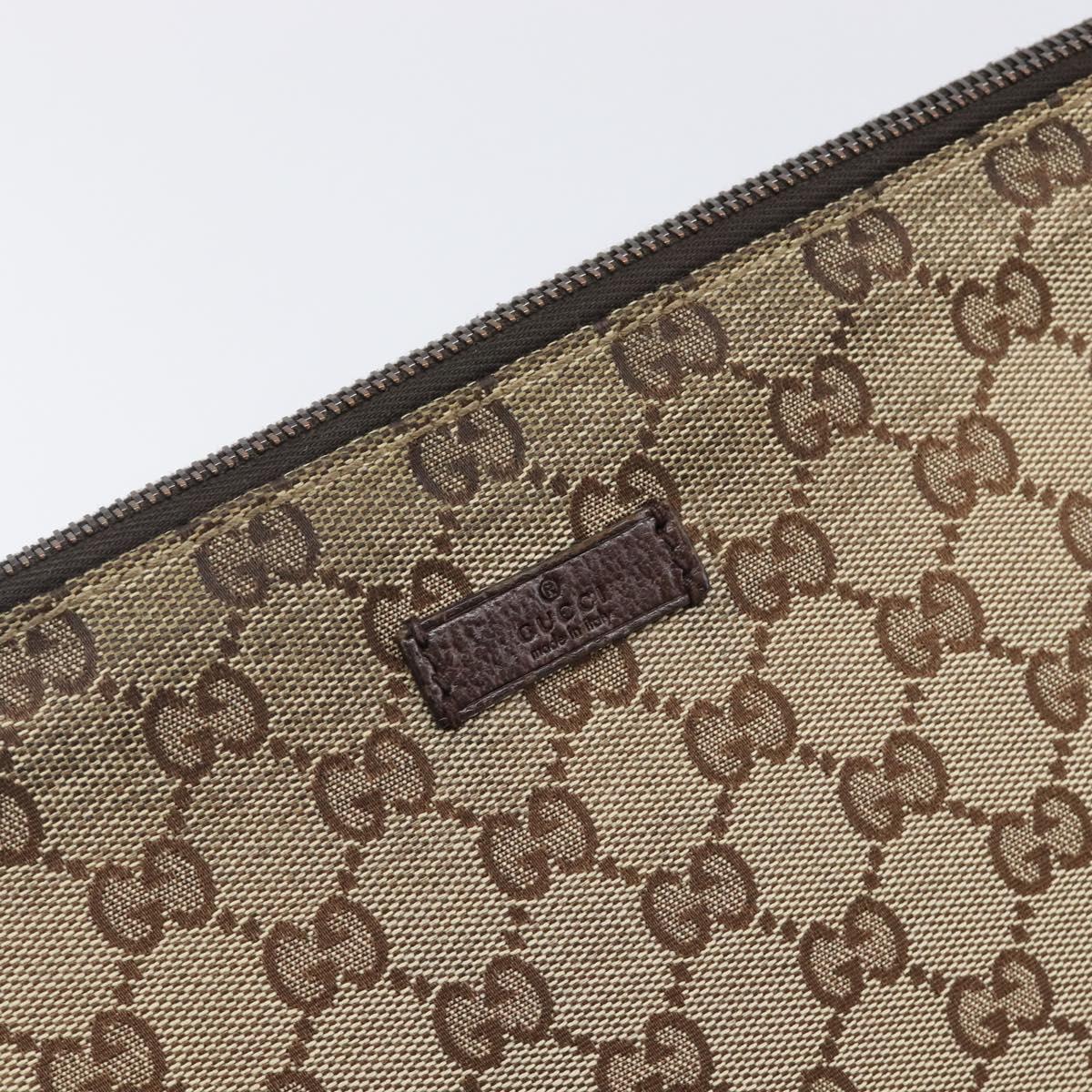 GUCCI GG Canvas Shoulder Bag Brown Silver 114273 Auth 200588