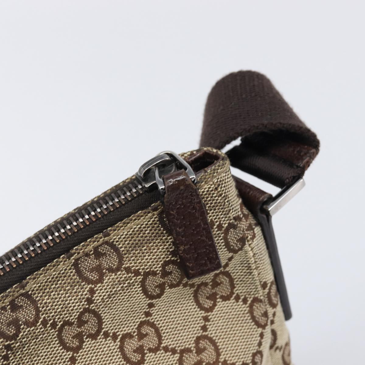 GUCCI GG Canvas Shoulder Bag Brown Silver 114273 Auth 200588