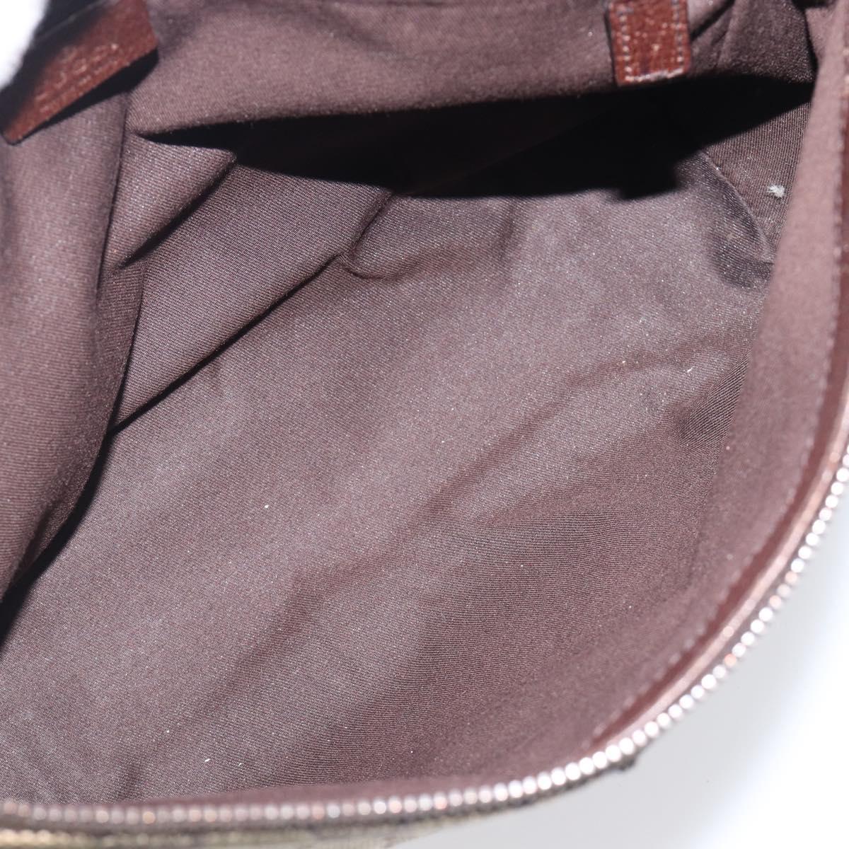 GUCCI GG Canvas Shoulder Bag Brown Silver 114273 Auth 200588