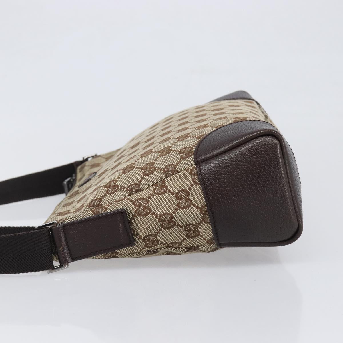 GUCCI GG Canvas Shoulder Bag Brown Silver 114273 Auth 200588