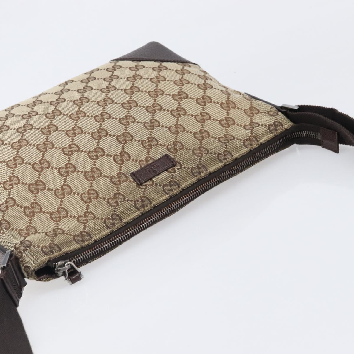 GUCCI GG Canvas Shoulder Bag Brown Silver 114273 Auth 200588