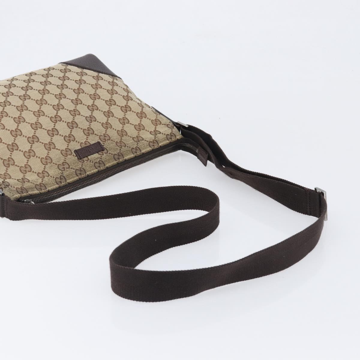 GUCCI GG Canvas Shoulder Bag Brown Silver 114273 Auth 200588