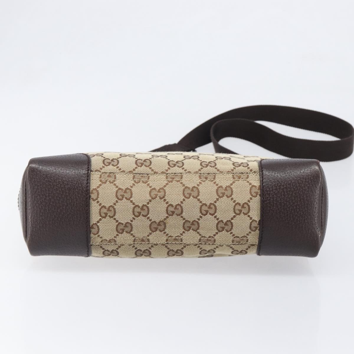 GUCCI GG Canvas Shoulder Bag Brown Silver 114273 Auth 200588