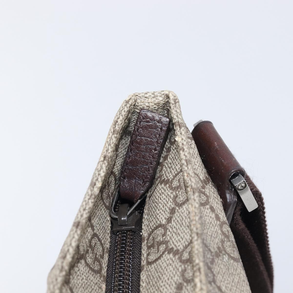 GUCCI GG Supreme Shoulder Bag PVC Beige Silver 141626 Auth 200589