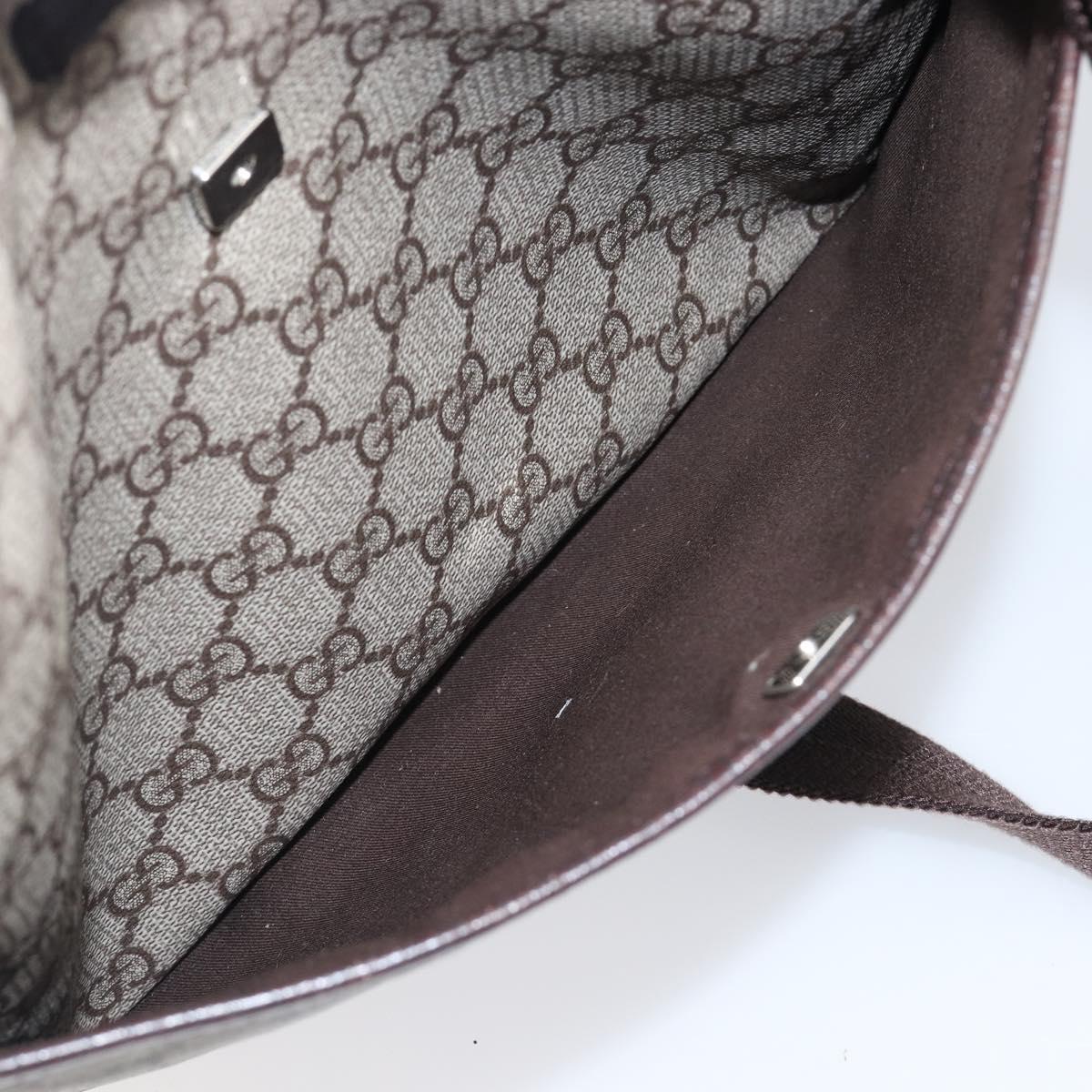GUCCI GG Supreme Shoulder Bag PVC Beige Silver 141626 Auth 200589