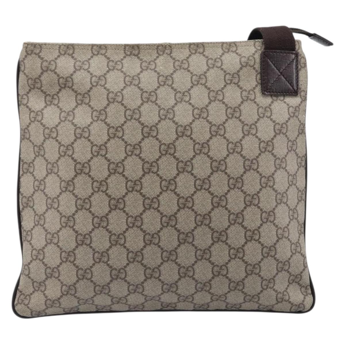 GUCCI GG Supreme Shoulder Bag PVC Beige Silver 141626 Auth 200589