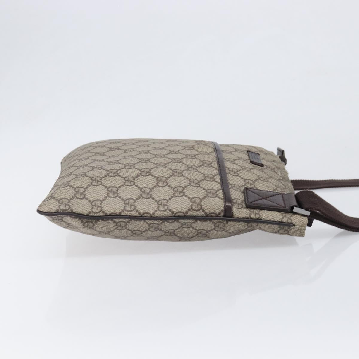 GUCCI GG Supreme Shoulder Bag PVC Beige Silver 141626 Auth 200589