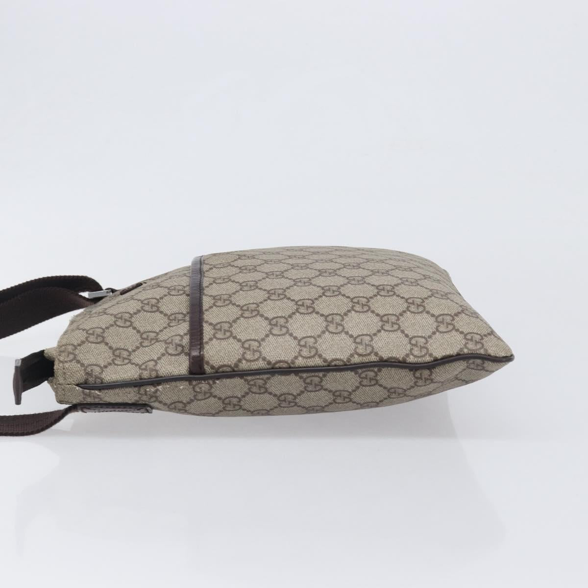 GUCCI GG Supreme Shoulder Bag PVC Beige Silver 141626 Auth 200589
