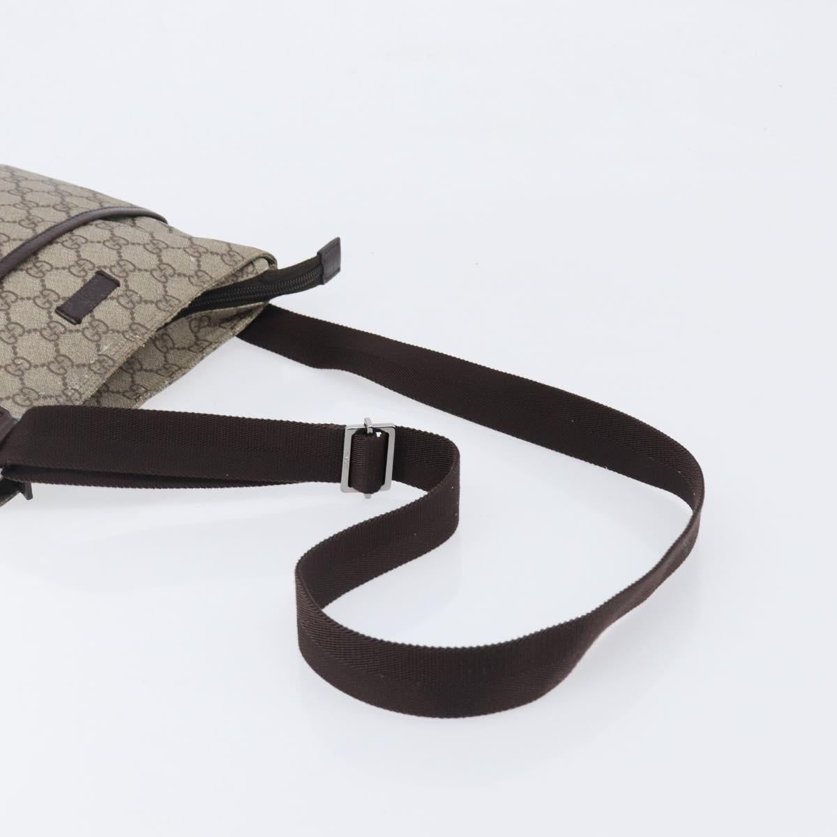 GUCCI GG Supreme Shoulder Bag PVC Beige Silver 141626 Auth 200589