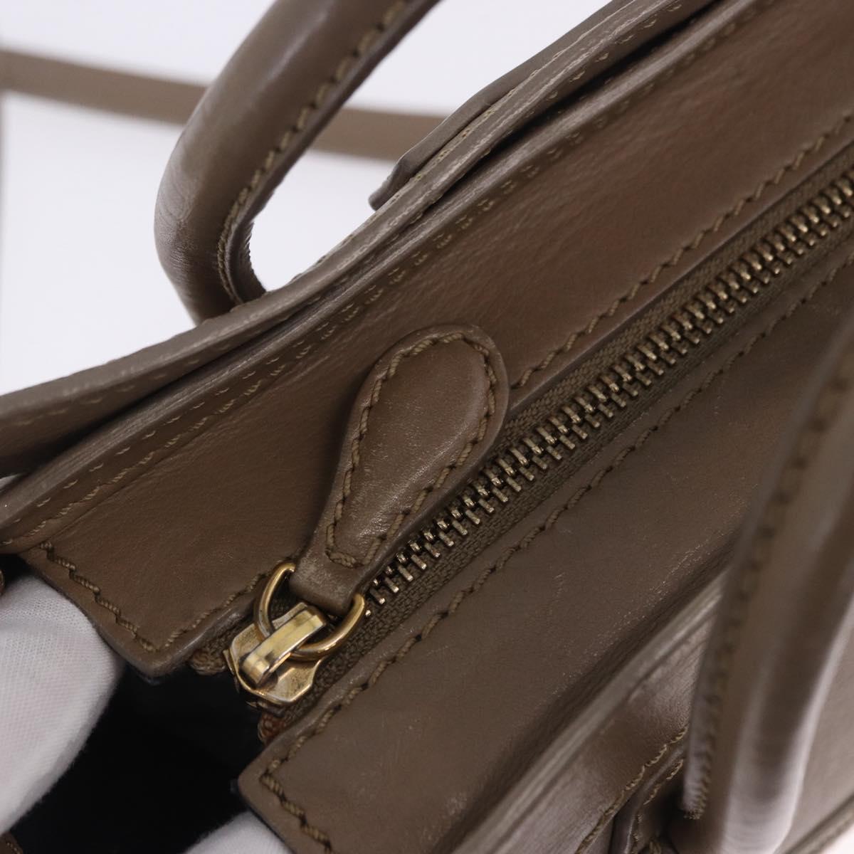 CELINE Luggage Nano Shopper Hand Bag Leather 2way Beige Gold Auth 200630A