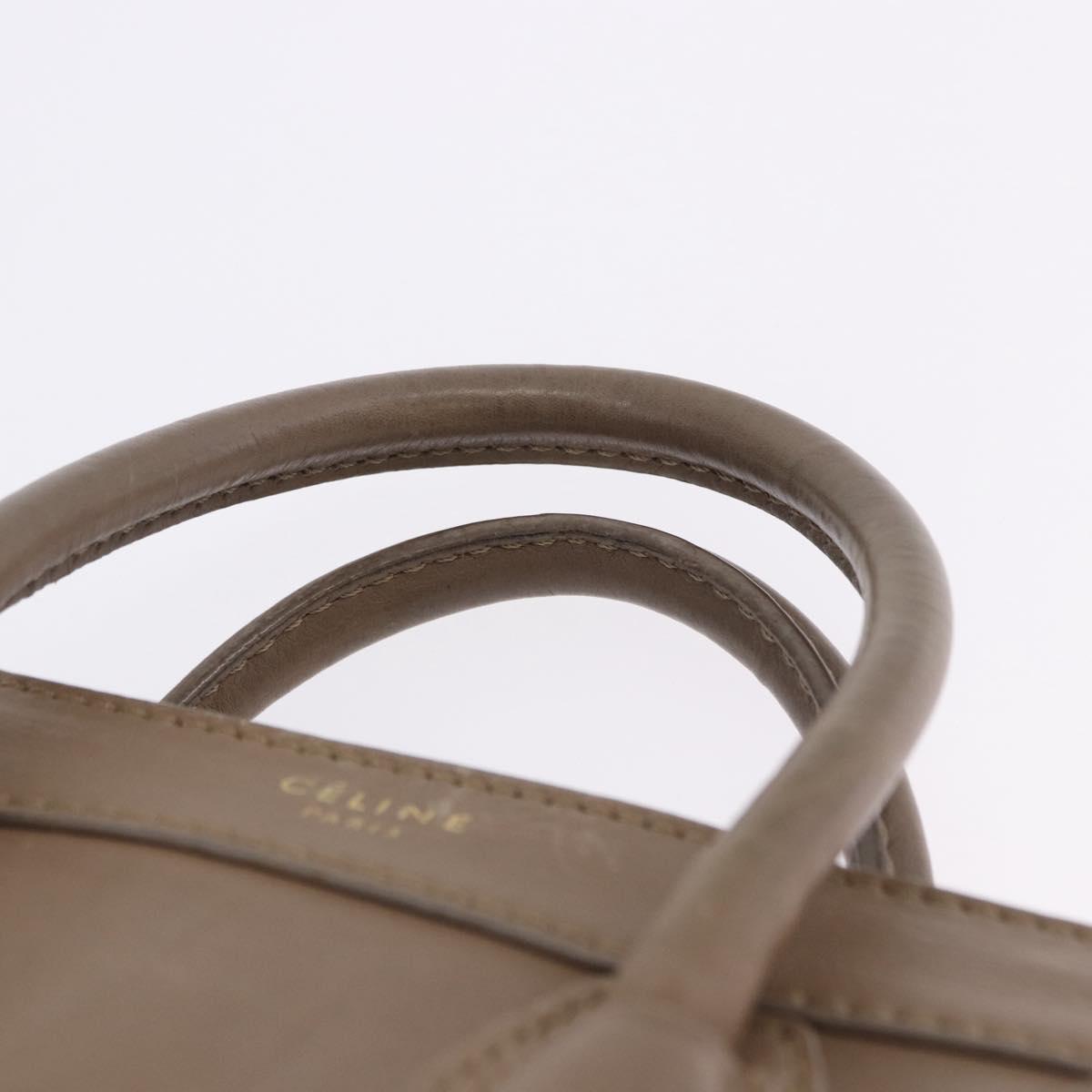CELINE Luggage Nano Shopper Hand Bag Leather 2way Beige Gold Auth 200630A