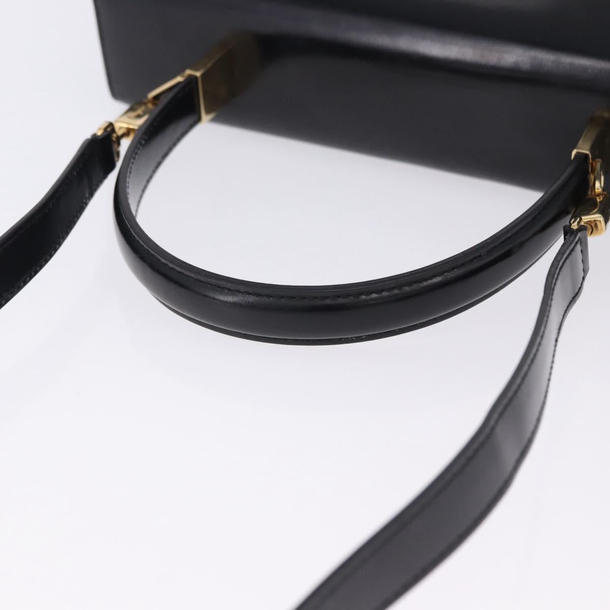 Salvatore Ferragamo Gancini Hand Bag Patent 2way Black Gold Tone Auth 200642