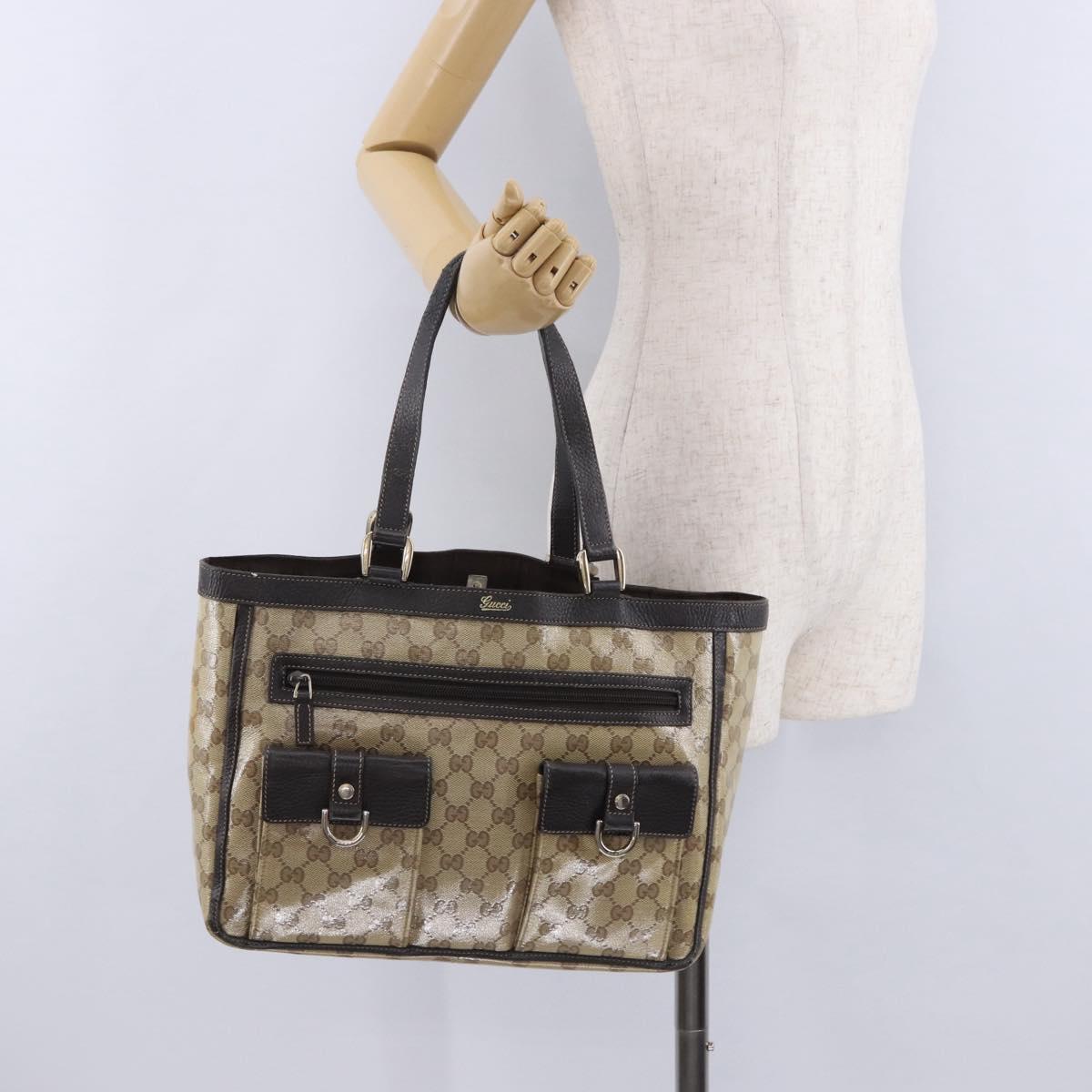 GUCCI GG Crystal Abbey Tote Bag Coated Canvas Outlet Beige 268639 Auth 200647
