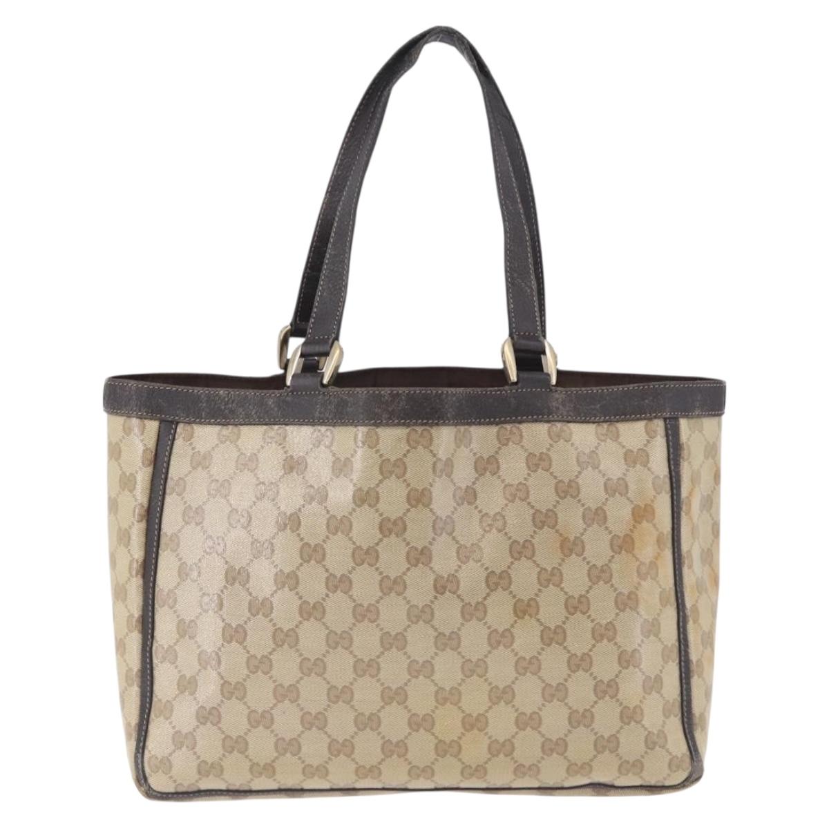 GUCCI GG Crystal Abbey Tote Bag Coated Canvas Outlet Beige 268639 Auth 200647