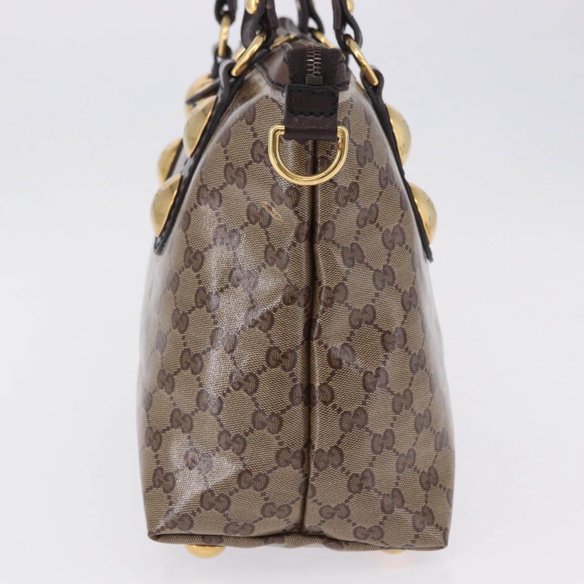 GUCCI GG crystal Histeria Tote Bag Coated Canvas Beige Gold 207285 Auth 200648