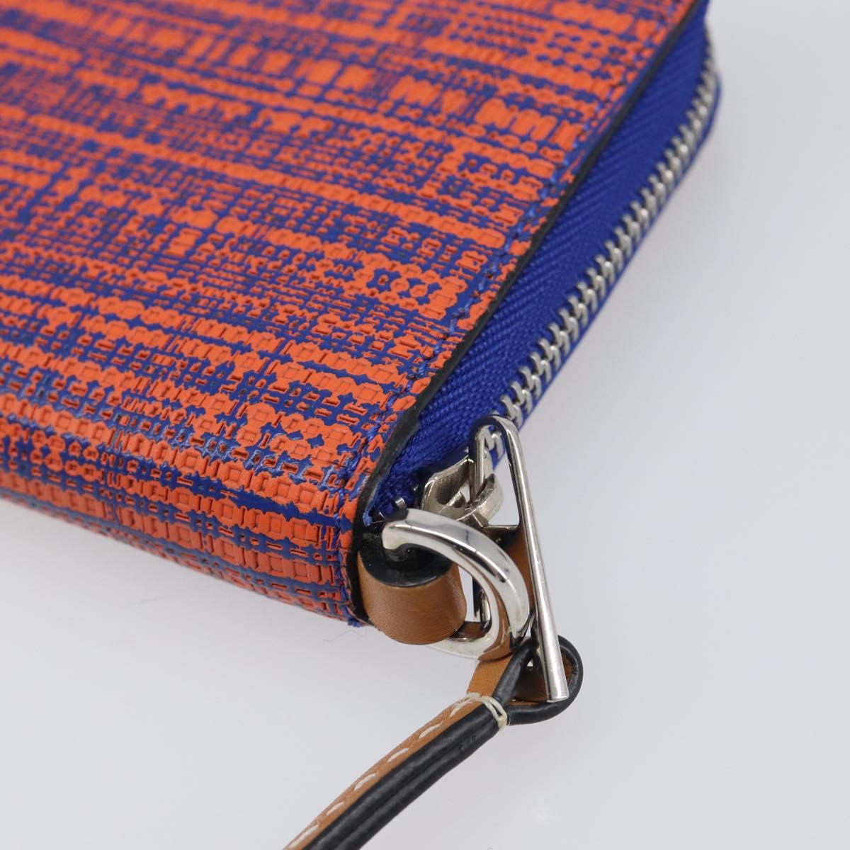 LOEWE Anagram Coin Purse PVC Leather Orange Silver Auth 200661M
