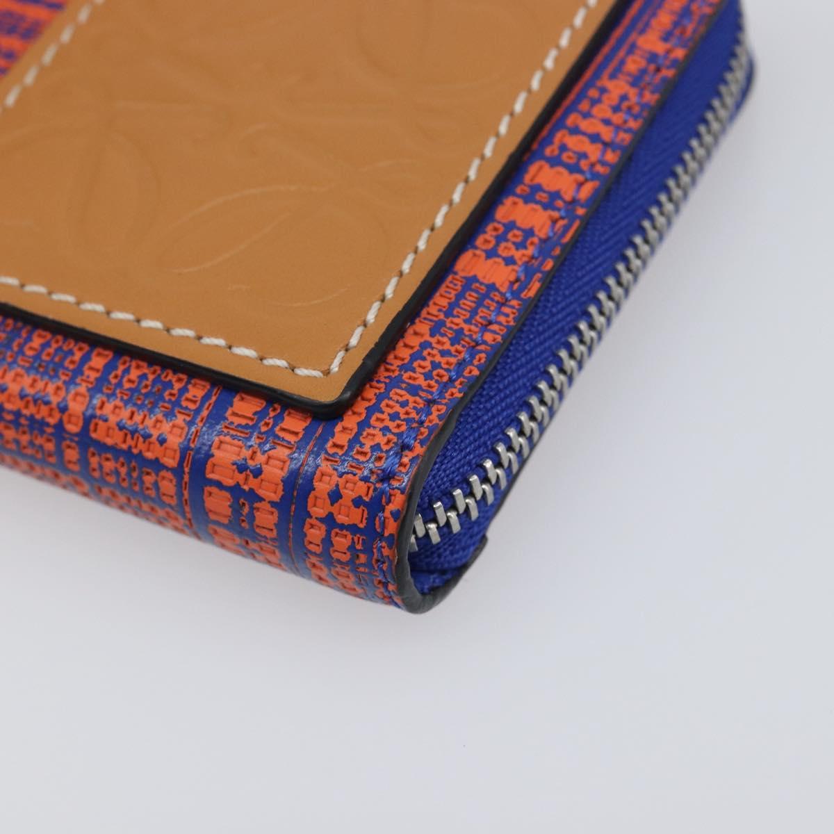LOEWE Anagram Coin Purse PVC Leather Orange Silver Auth 200661M